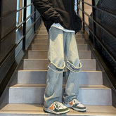 Men Jeans Spring and Autumn Retro Baggy Straight Trousers